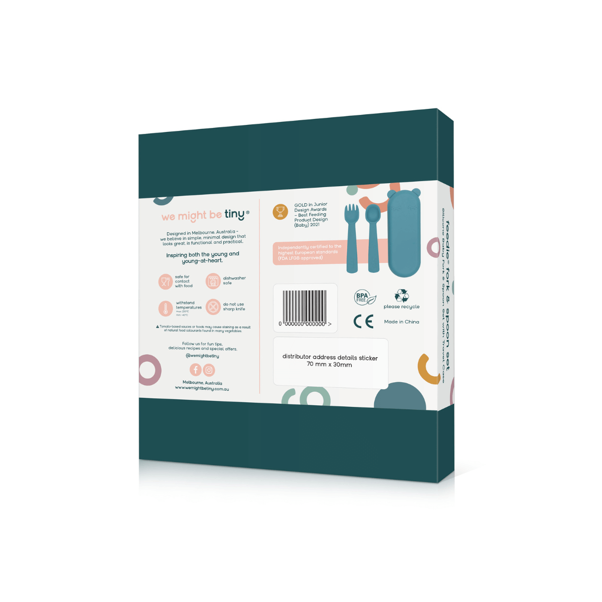 Feedie packaging back Baby Fork & Spoon Set – Blue Dusk - Image 6