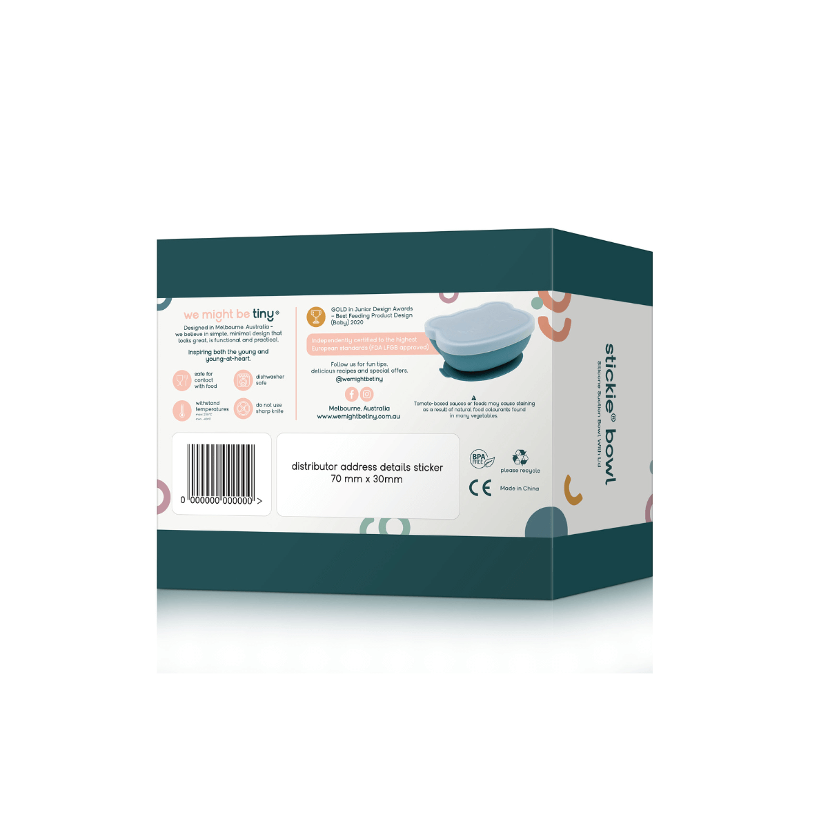 Stickie bowl packaging back Silicone Suction Bowl with Lid – Sage - Image 6